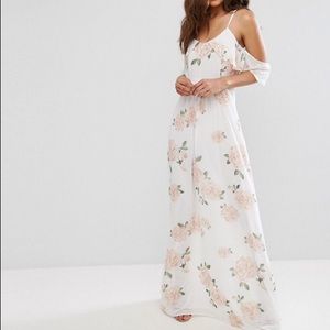 John Zach Petite Floral Cold Shoulder Maxi Dress